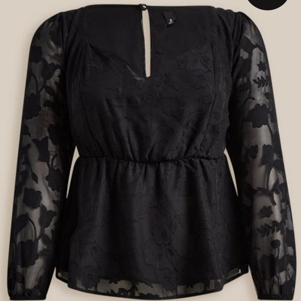 Black chiffon floral top